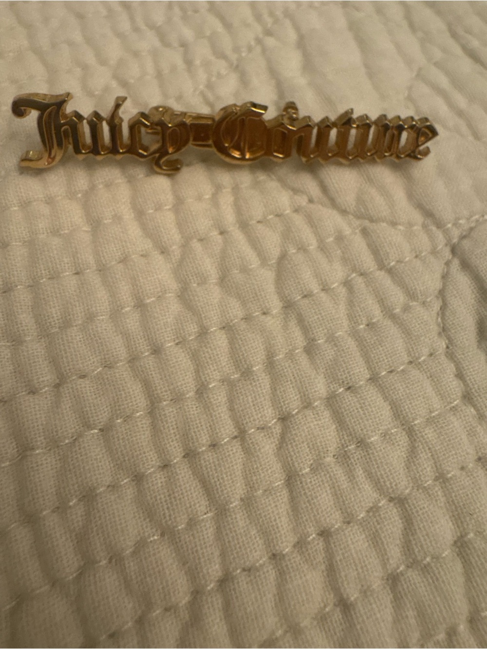 Juicy Couture Gold Script Logo Brooch Pin